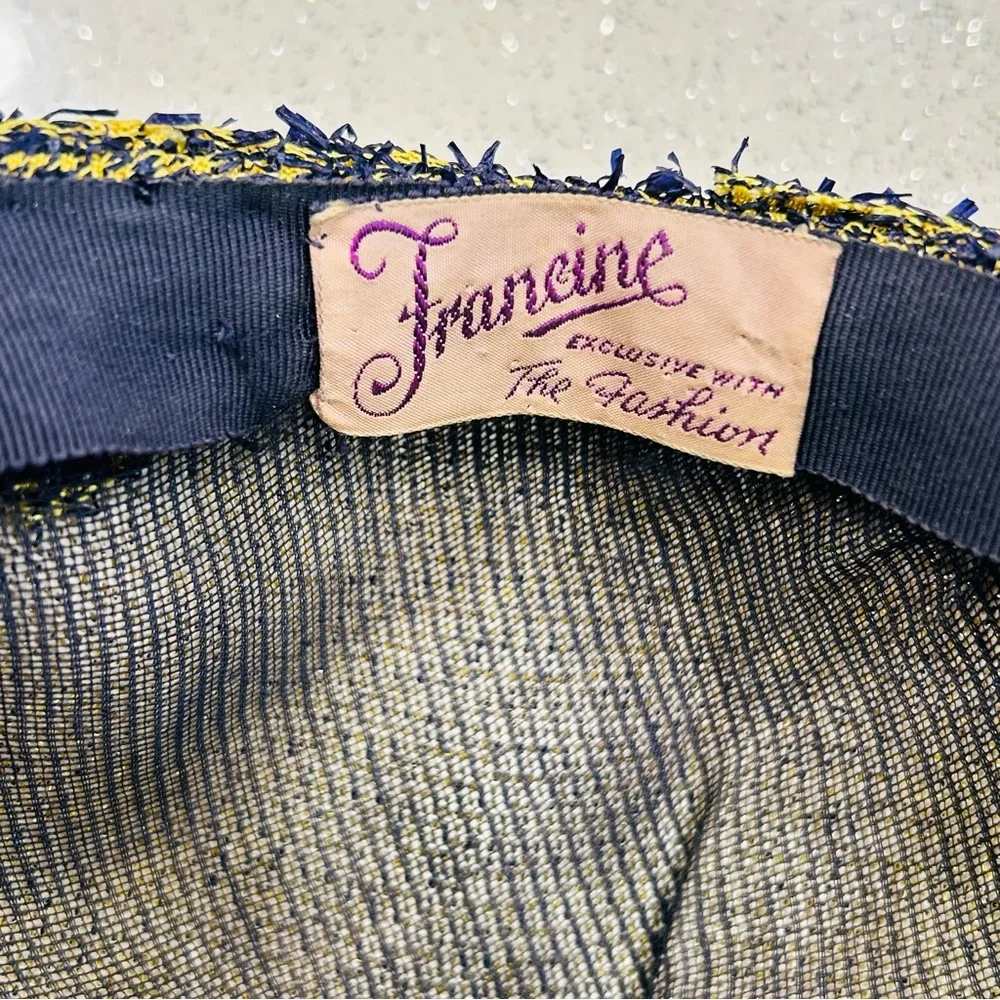 Vintage~Francine Exclusive‎ With The Fashion Women’s Tweed Hat~Mustard & Navy
